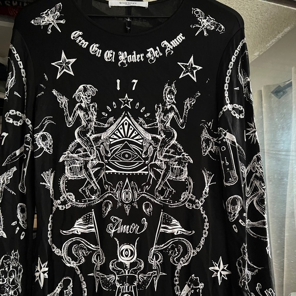 Givenchy Tattoo Print Long-Sleeve Dress - Picture 4 of 7